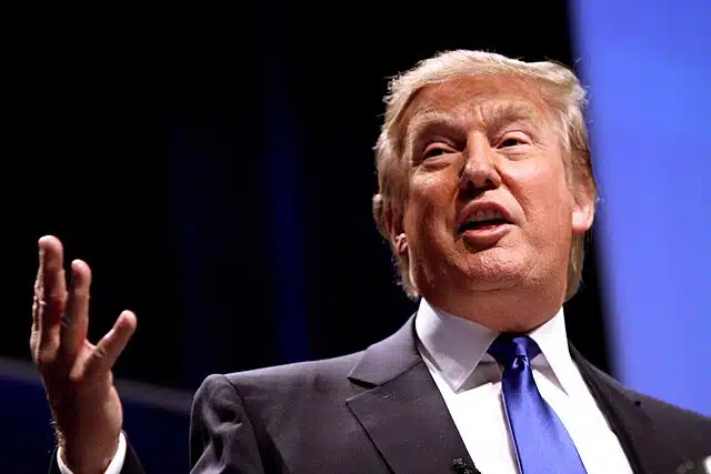 President Donald Trump speaking at an event.
