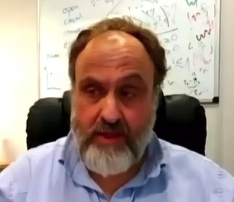 Professor Michael Ben-Gad speaks during an interview following the antisemitic attack at City University of London.