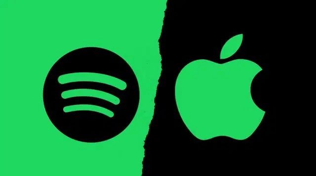 Logos of Spotify and Apple Music side by side, representing major music streaming platforms.
