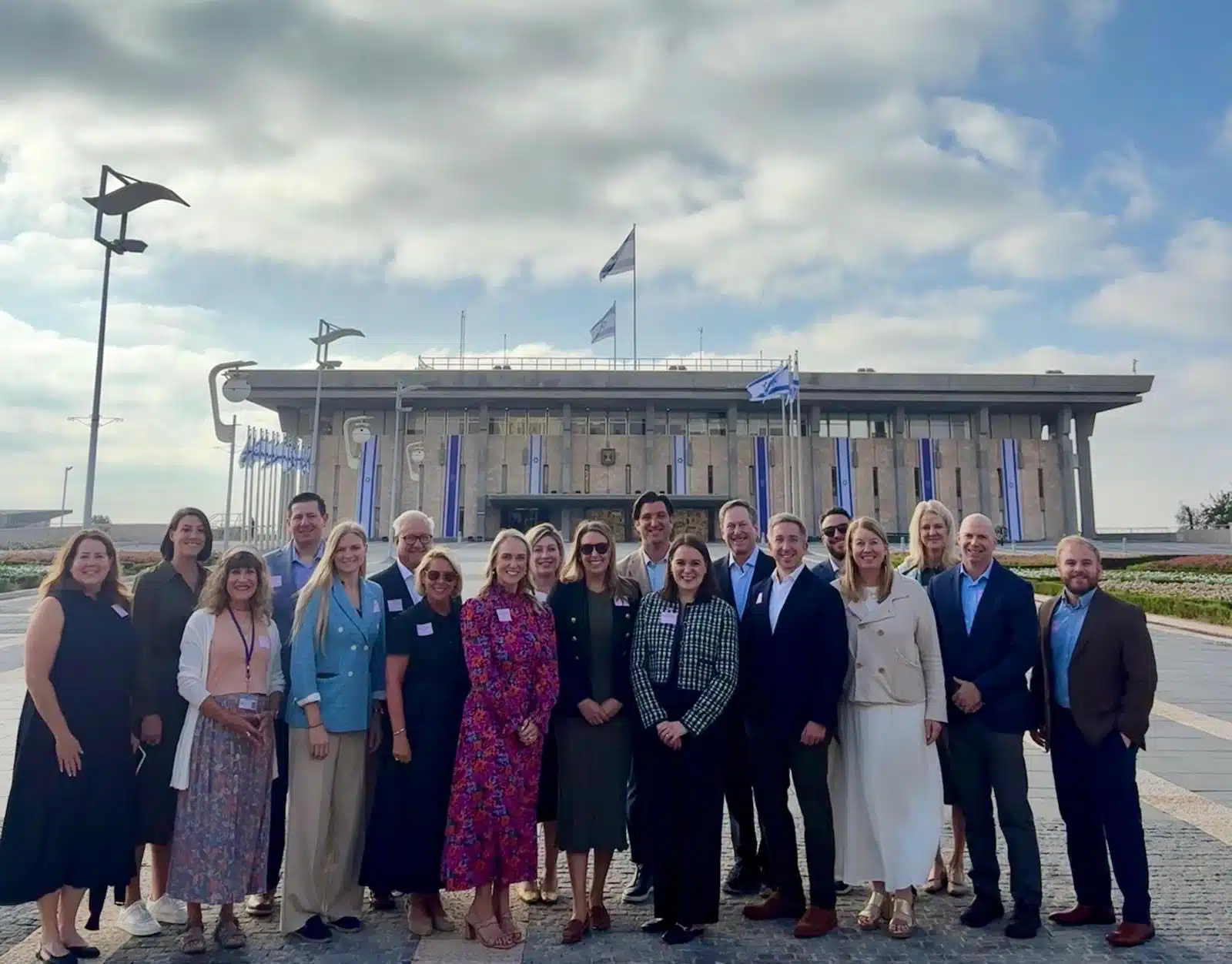 Members of the U.S. Governors’ Chiefs of Staff Delegation, including Nebraska Chief of Staff David Lopez, stand outside Israel’s Knesset in Jerusalem.