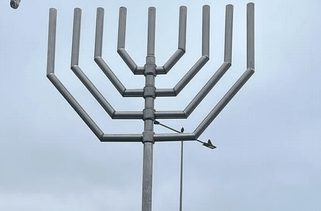 Menorah displayed in a public space in Australia following the Bondi terror attack, symbolizing Jewish identity and resilience amid rising antisemitism.