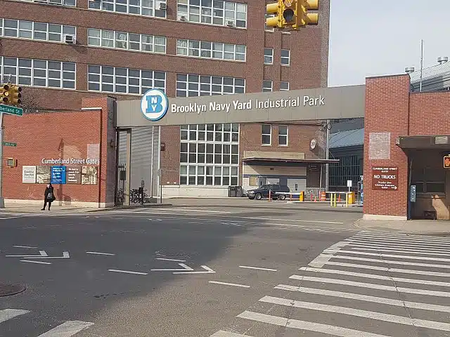 Entrance to the Brooklyn Navy Yard Industrial Park in New York City