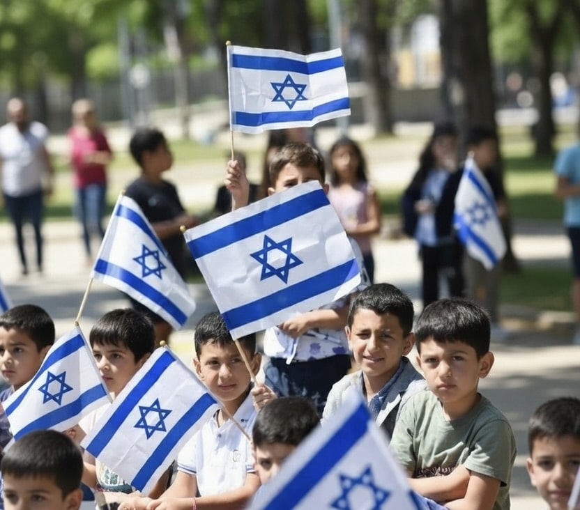 Children with Israeli flags
