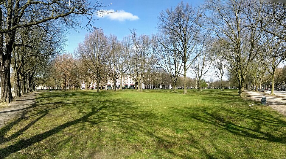 The Moorweide park in Hamburg, Germany, the site from which 6,000 Jews, Sinti, and Roma were deported to Nazi extermination camps during the Holocaust.