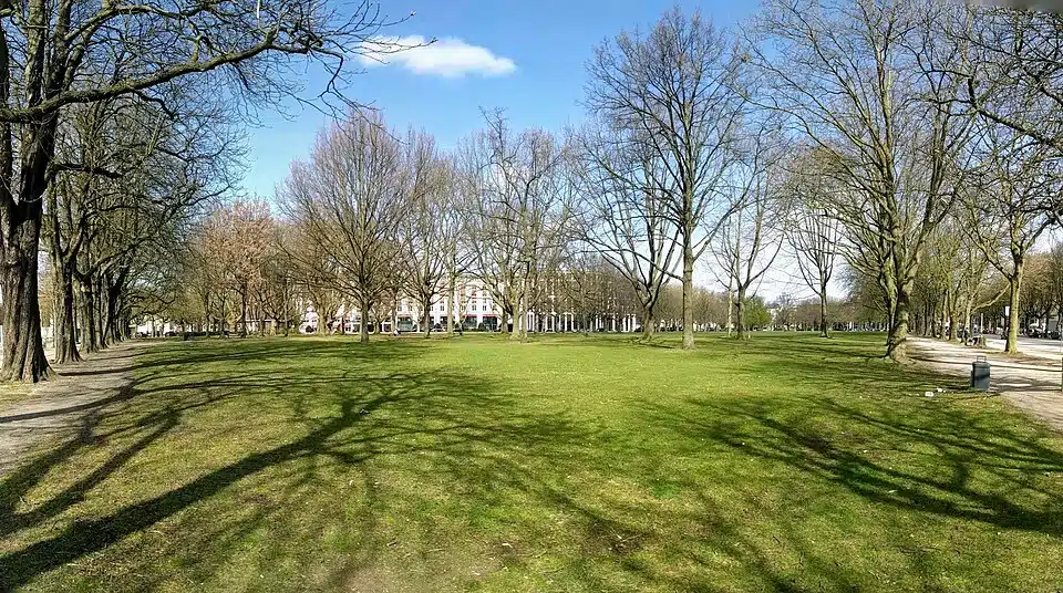 The Moorweide park in Hamburg, Germany, the site from which 6,000 Jews, Sinti, and Roma were deported to Nazi extermination camps during the Holocaust.