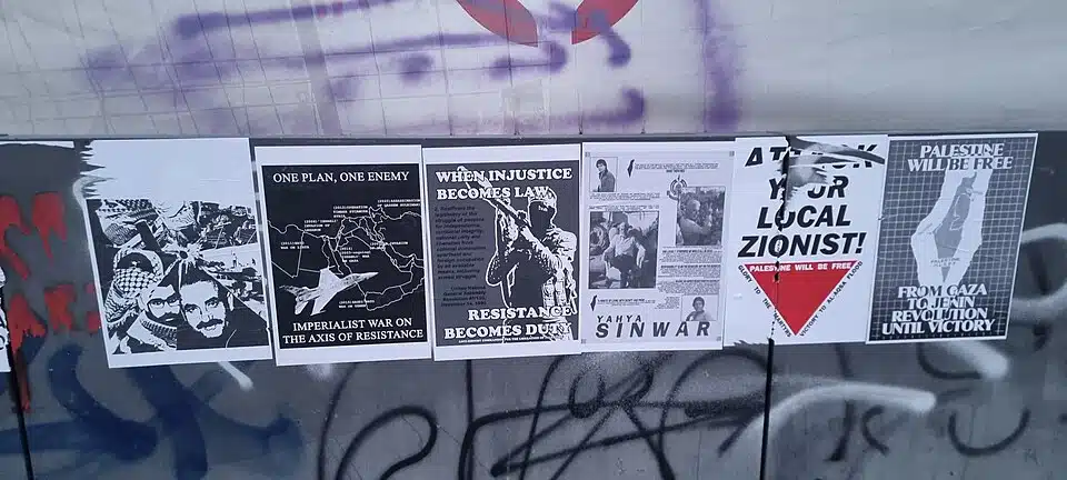 Antisemitic posters at the University of Coimbra target Zionists and glorify Hamas terrorist Yahya Sinwar.