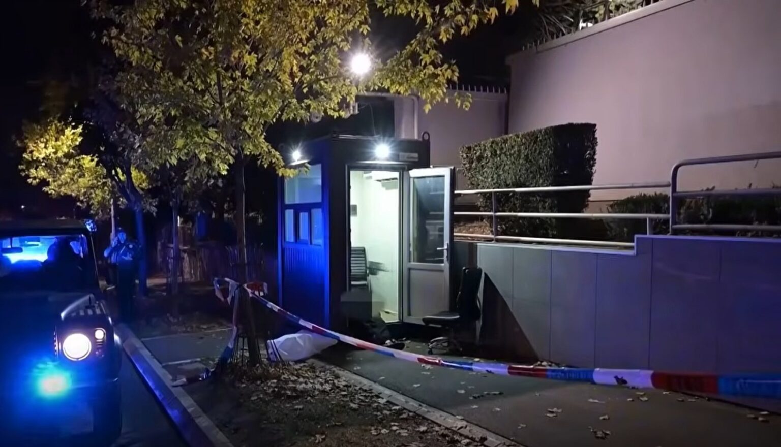 The aftermath of the attack outside the Israeli Embassy in Belgrade, Serbia, Oct. 28, 2026